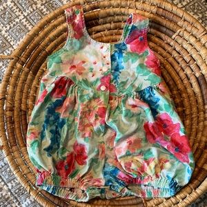 Vintage floral baby bubble romper
